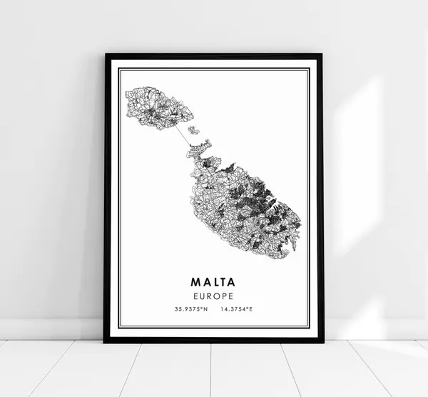 Malta Map Travel Poster, City Map Art Print