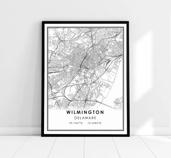 Wilmington Delaware Map Art Print, City Map