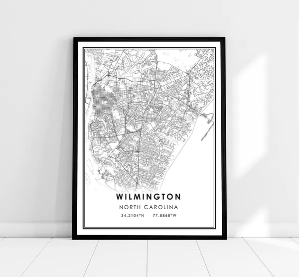 Wilmington Map Print Poster, North Carolina City