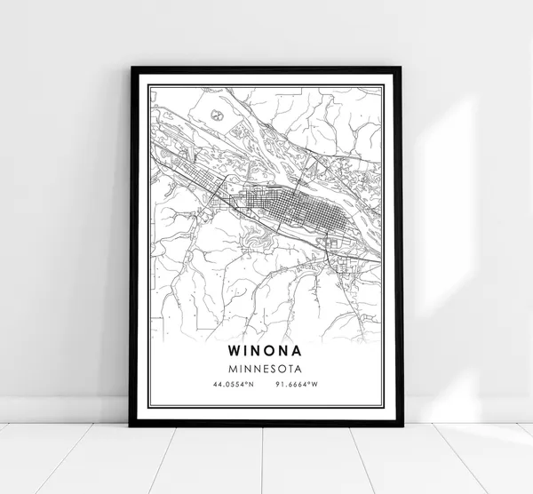 Winona Map Print, Minnesota Travel Poster