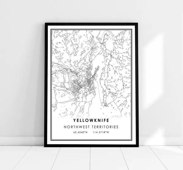 Yellowknife Map Print, Northwest Territories City