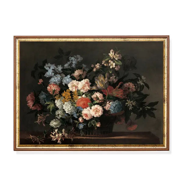 Still Life With Flowers Antique Floral Art Print