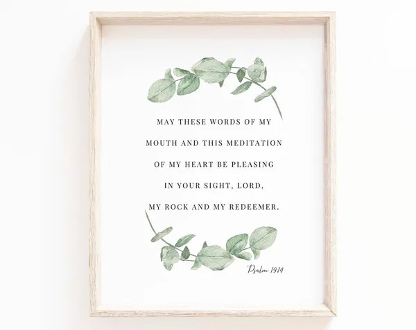Psalm 19:14 May These Words Botanical Art Print