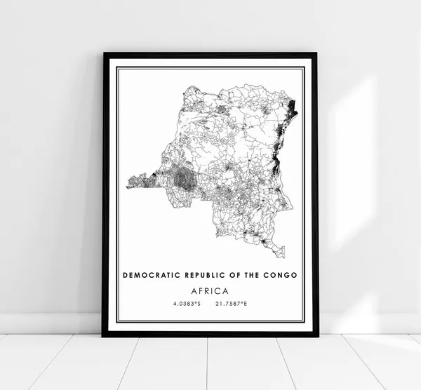 Republic Of The Congo Map Print, Travel Poster