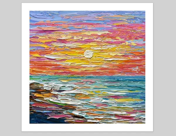 Sunset Seascape Impressionist Ocean Art Print