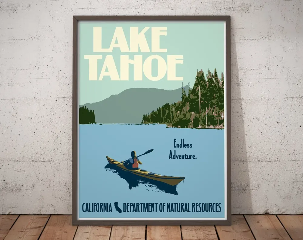 Lake Tahoe Vintage Style Travel Poster Print