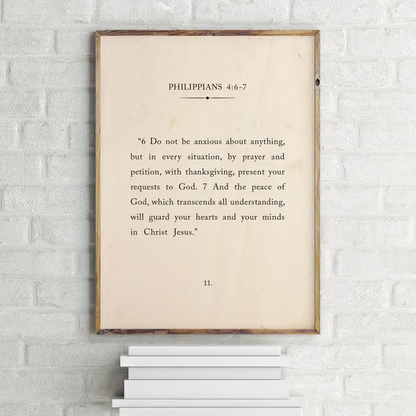 Philippians 4:6-7 Scripture Art Print, Christian Sign