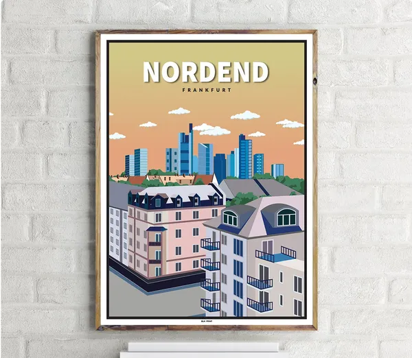 Frankfurt Nordend Vintage Travel Poster