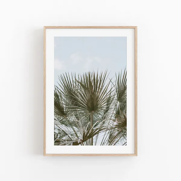 Palm Tree Beach Poster, Tropical Minimalist Decor