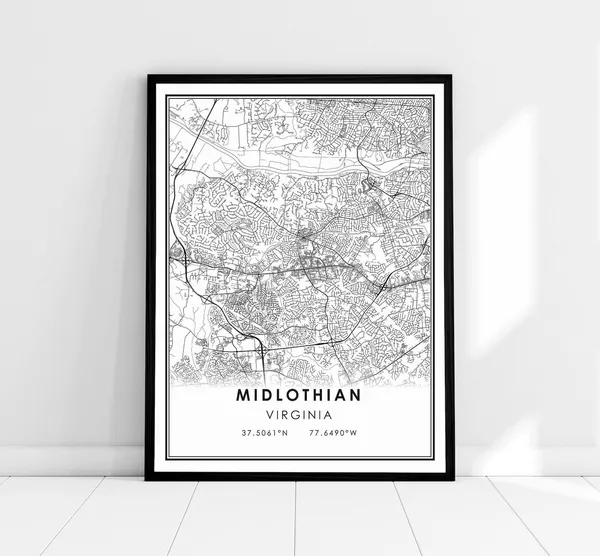 Midlothian Virginia Map Print, City Travel Poster