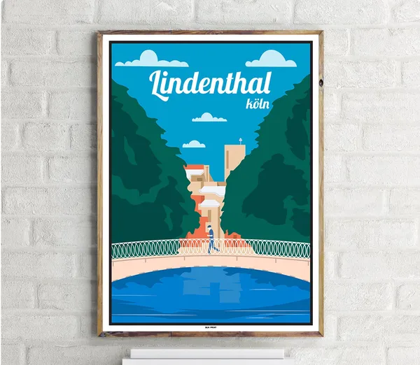 Kln Lindenthal Vintage Travel Poster