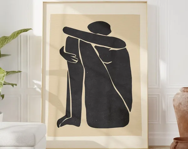 Mid-Century Modern Woman Figure Line Art Print