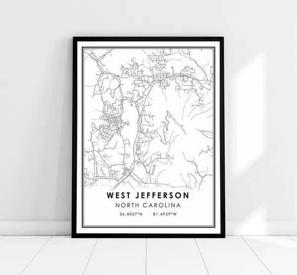 West Jefferson North Carolina Map Poster Print