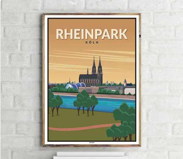 Rheinpark Vintage Travel Poster, Place Name