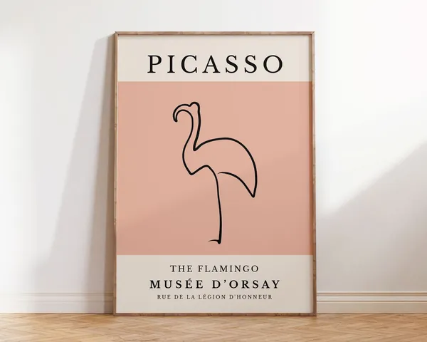 Picasso Flamingo Minimalist Animal Sketch Art Print