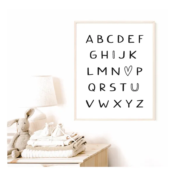 Black And White I Love You Alphabet Art Print