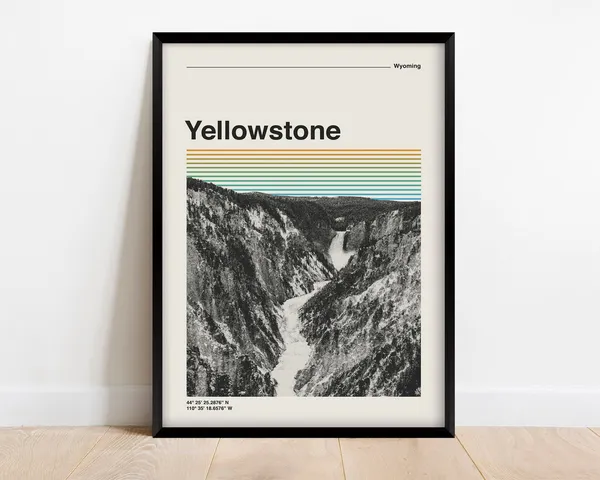 Yellowstone National Park Retro Mid-Century Travel Poster