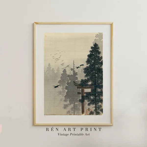 Vintage Japanese Painting, Minimalist Japandi Wall Art