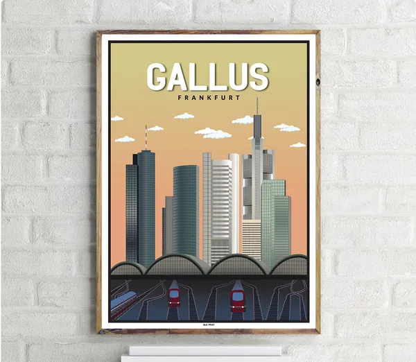 Frankfurt Gallus Vintage Travel Poster, Germany