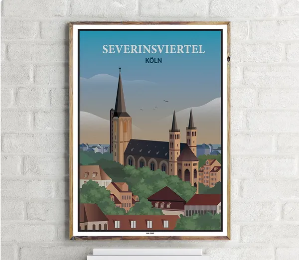 Severinsviertel Vintage Travel Poster