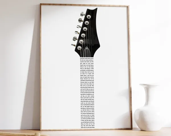Custom Guitar Lyrics Print, Personalized Music Poster