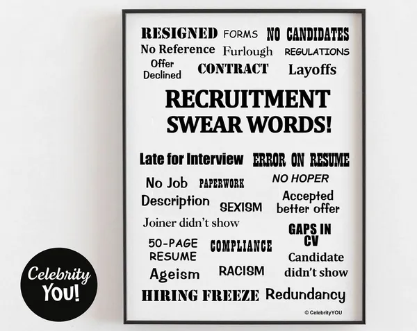 Recruitment Swear Words Print, Funny Office Decor