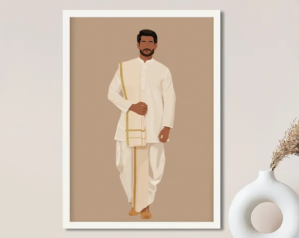 Desi Art South Asian Man Portrait, Indian Groom