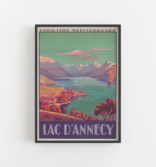 Lake Annecy France Vintage Travel Poster Art Print