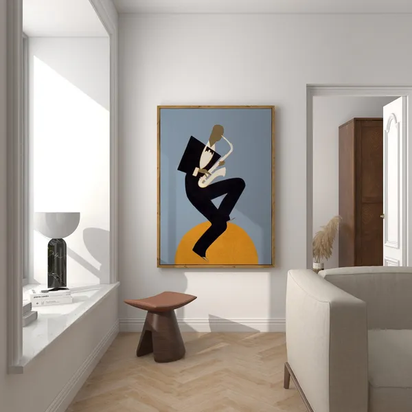 Jazz Saxophone Vintage Retro Minimalist Art Print