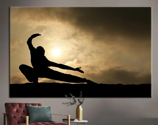 Martial Kung Fu Poster, Man Cave Silhouette