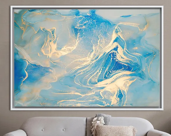 Blue And Gold Marble Wall Art Print