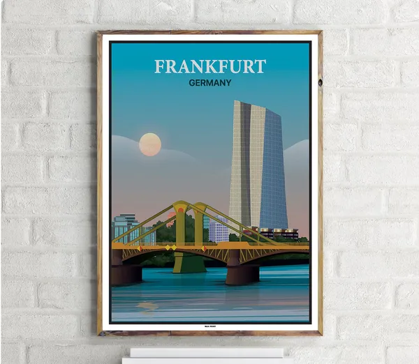 Frankfurt Vintage Travel Poster, Europe Art Print