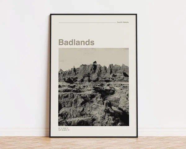 Badlands National Park Minimalist Landscape Art Print