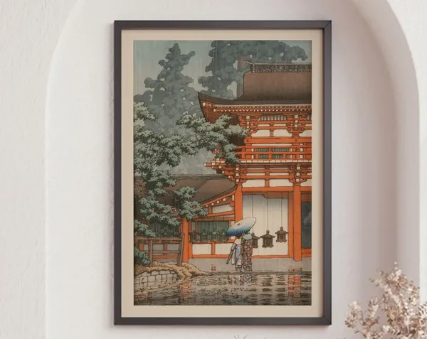 Kasuga Shrine in Nara, Vintage Travel Poster