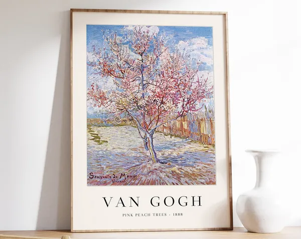 Van Gogh Peach Trees Art Print, Nature Decor