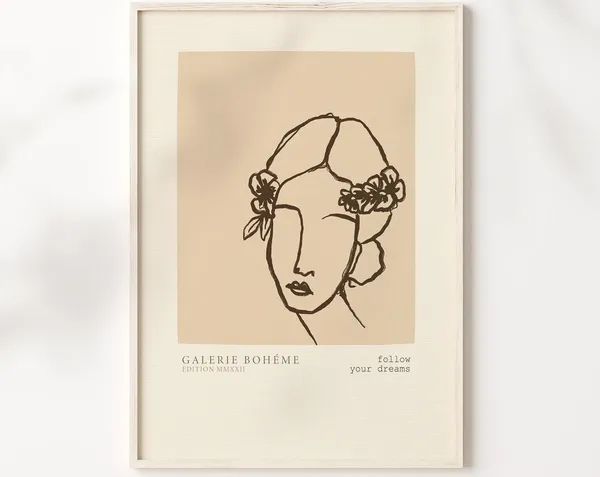 Woman Line Art Print, Matisse-Inspired Dreams