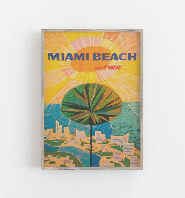 Miami Beach Vintage Travel Poster, Florida Print