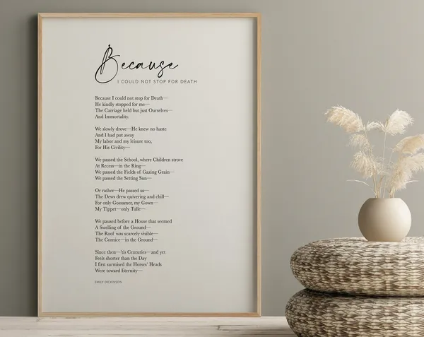 Emily Dickinson Because I Could Not Stop For Death Art Print