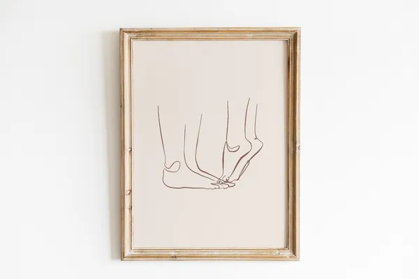 Couples Feet Line Print, Boho Valentine Art Print