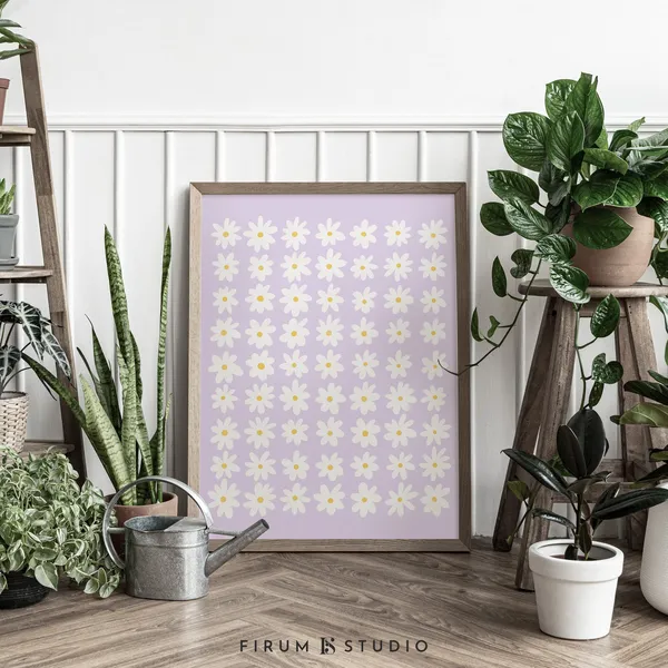 Daisies Danish Pastel Boho Floral Art Print