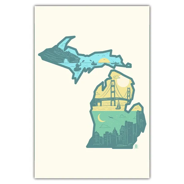Layers Of Michigan Postcard Travel Poster