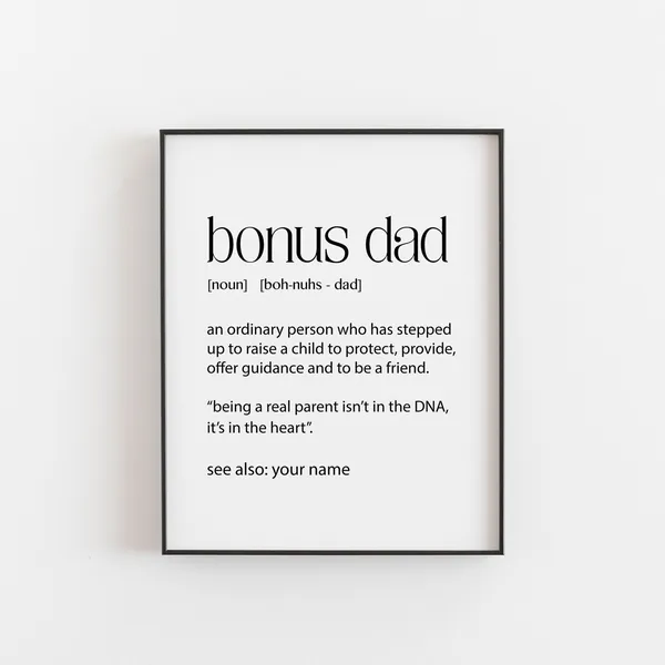 Bonus Dad Definition Poster, Fathers Day Gift