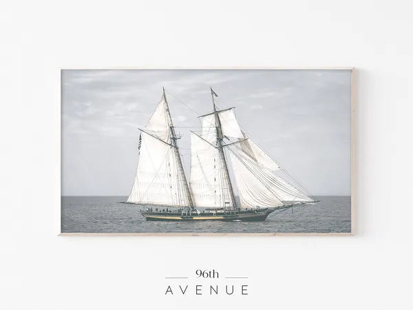 Sailboat Coastal Art Print for TV Wall Decor