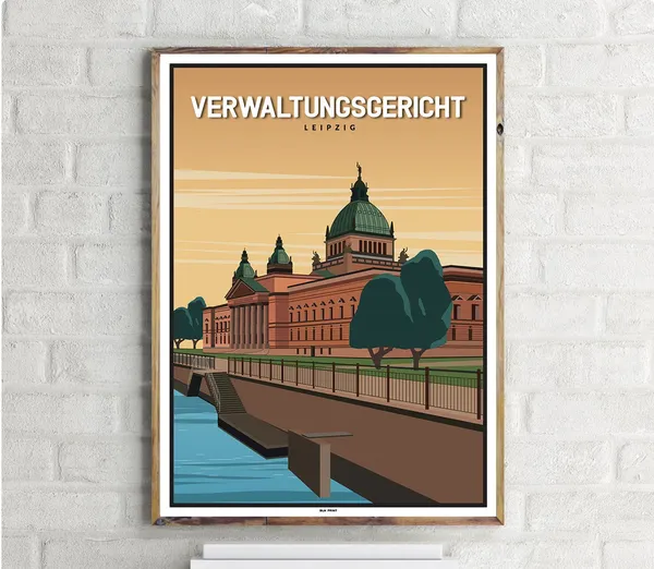 Verwaltungsgericht Leipzig Vintage Travel Poster