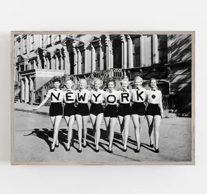 New York Chorus Line Black and White Vintage Travel Poster