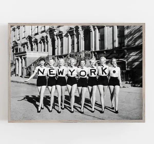 New York Chorus Line Black and White Vintage Travel Poster