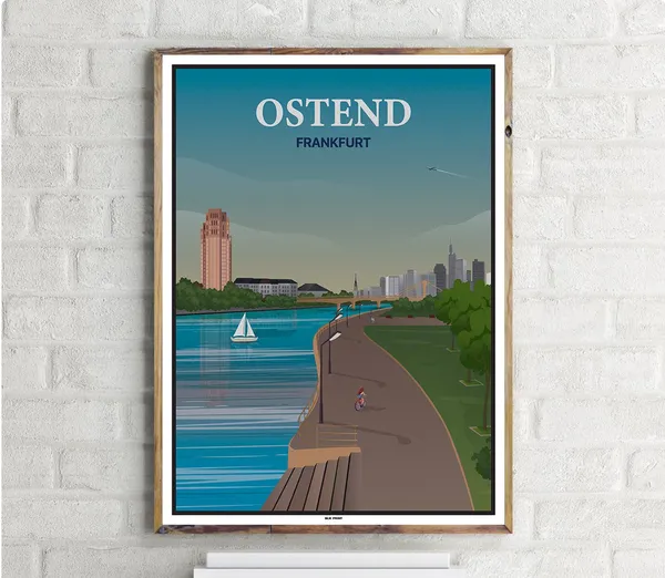 Frankfurt Ostend Vintage Travel Poster