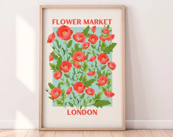 Flower Market London Floral Poster Print