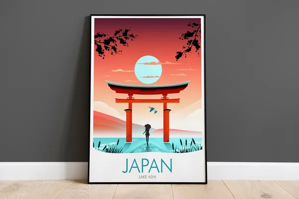 Lake Ashi Hakone Shrine Art Print, Japan