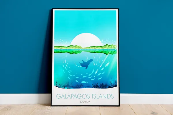Galapagos Islands Travel Poster, Ocean Destination